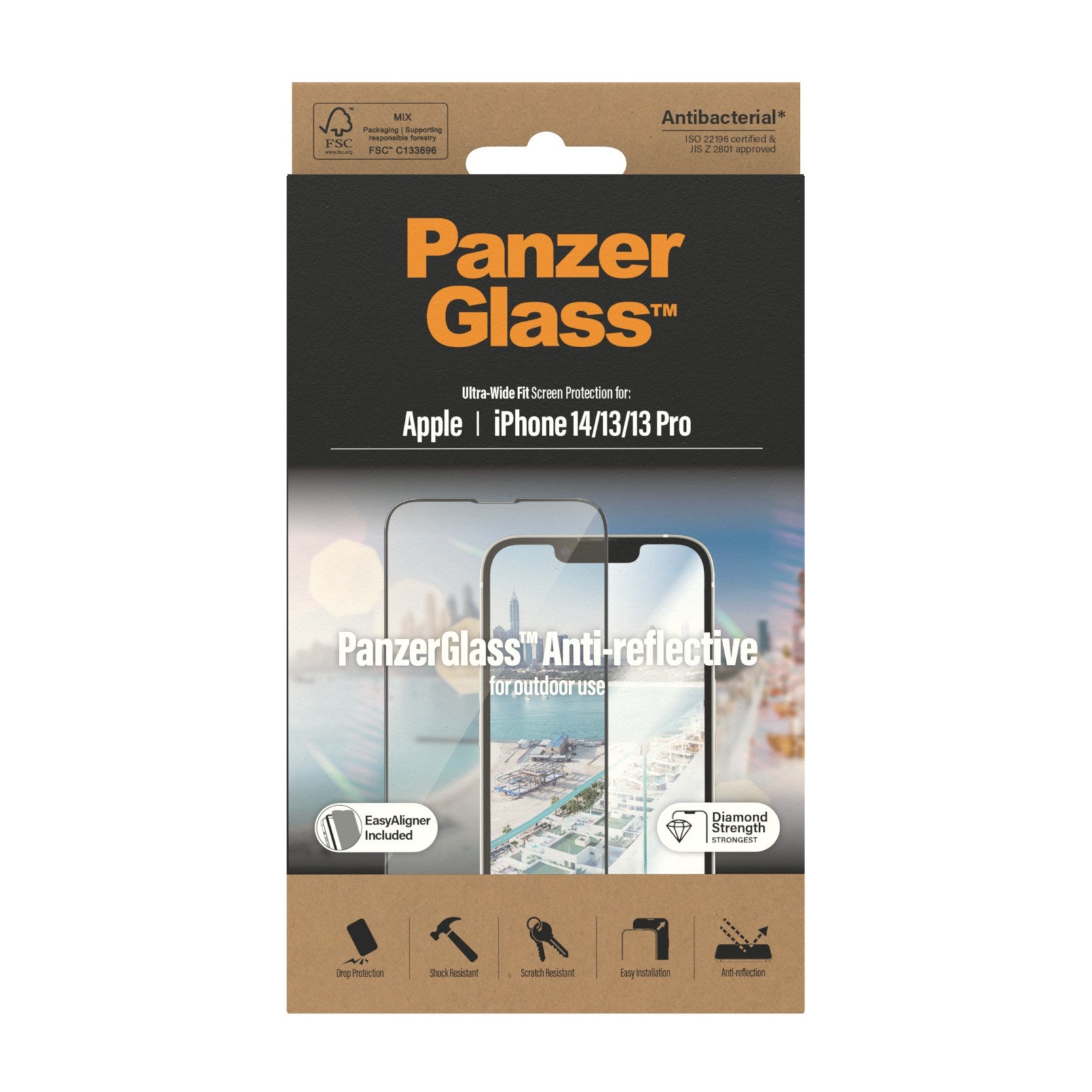 PanzerGlass® Anti-reflective Screen Protector iPhone 14 | 13 | 13 Pro | Ultra-Wide Fit w. EasyAligner